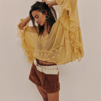 Женска полиестерна мрежеста блуза с кръгло деколте, ръкав тип бат, 3/4, дантелени вложки, пуловер стил, пролет 2025