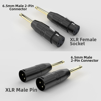 XLR audio adaptér: Cannon na 6,35 mm/6,5 mm, varianty s 2-core alebo 3-core; rozhranie mikrofónu a mixéra; životnosť 500 cyklov; značka Choseal/Akihabara; modely QD2035–QD2038