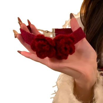 Choker ogrlica u obliku cvijeta, ručno izrađena od miješanih materijala, lanac za džemper, unisex