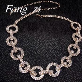 Geometrijski bakreni chok er ogrlica s rhinestone privjeskom, elektroplating završna obrada, duljina 31–40 cm