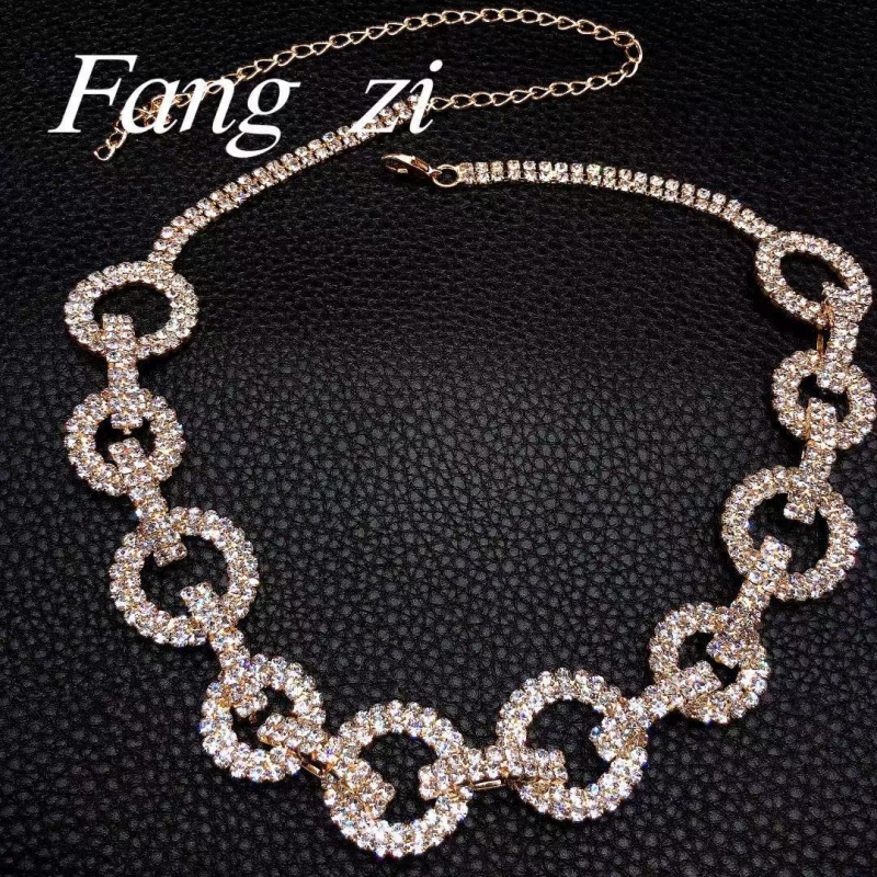 Geometrijski bakreni chok er ogrlica s rhinestone privjeskom, elektroplating završna obrada, duljina 31–40 cm