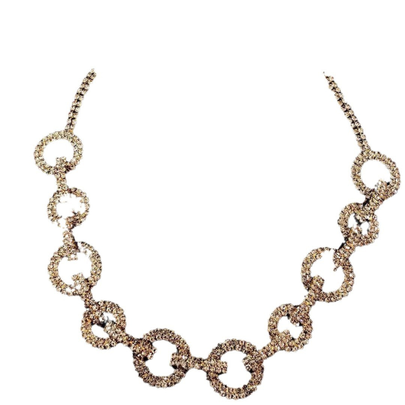 Geometrijski bakreni chok er ogrlica s rhinestone privjeskom, elektroplating završna obrada, duljina 31–40 cm