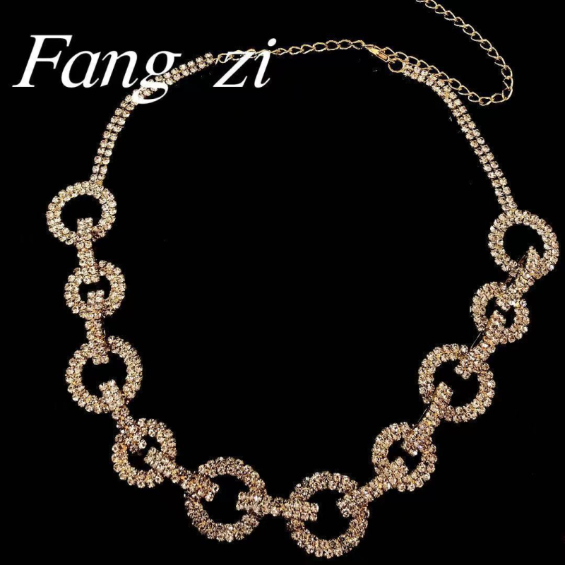 Geometrijski bakreni chok er ogrlica s rhinestone privjeskom, elektroplating završna obrada, duljina 31–40 cm