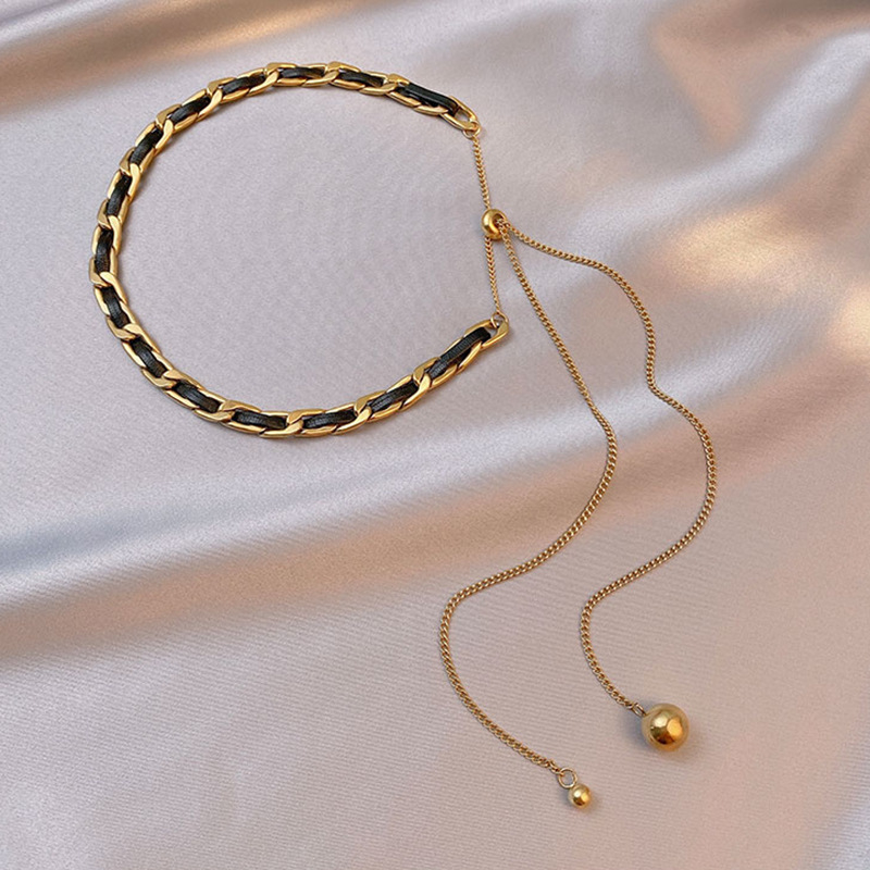 Ogrlica s geometrijskim privjeskom od titan čelika, elektroplirano, obična lančeta, korejski stil, za žene