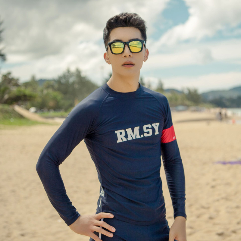 Langchen Női nylonból készült szétválasztott hosszú ujjú búvárruha, gyorsan száradó, egyszínű minta, snorkelinghez és szörfözéshez