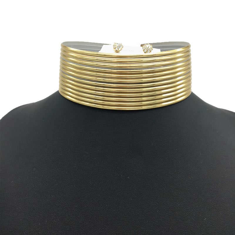 Geometrijski kolijer-choker s valovitim lancem, za žene (materijal: plast)