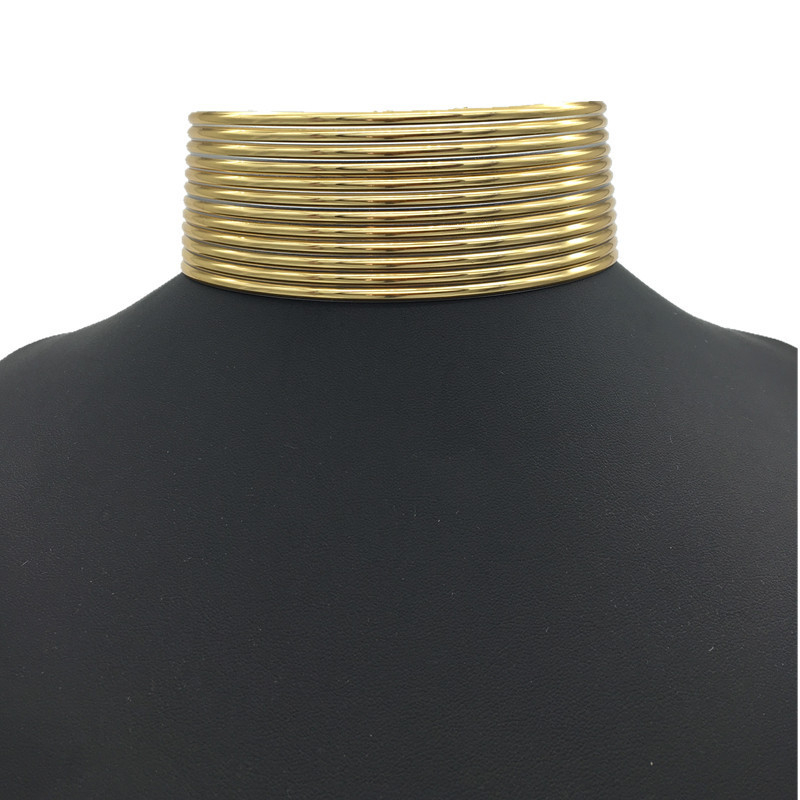 Geometrijski kolijer-choker s valovitim lancem, za žene (materijal: plast)