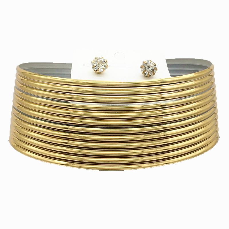 Geometrijski kolijer-choker s valovitim lancem, za žene (materijal: plast)