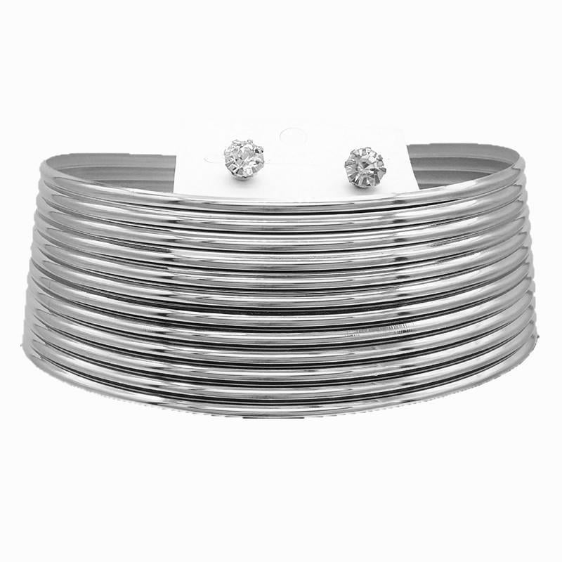 Geometrijski kolijer-choker s valovitim lancem, za žene (materijal: plast)