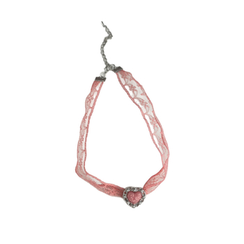 Izuzetan ružičasto bijeli čipkasti choker sa srcem za žene, sladak i hrabar stil, personalizirani lanac ključne kosti