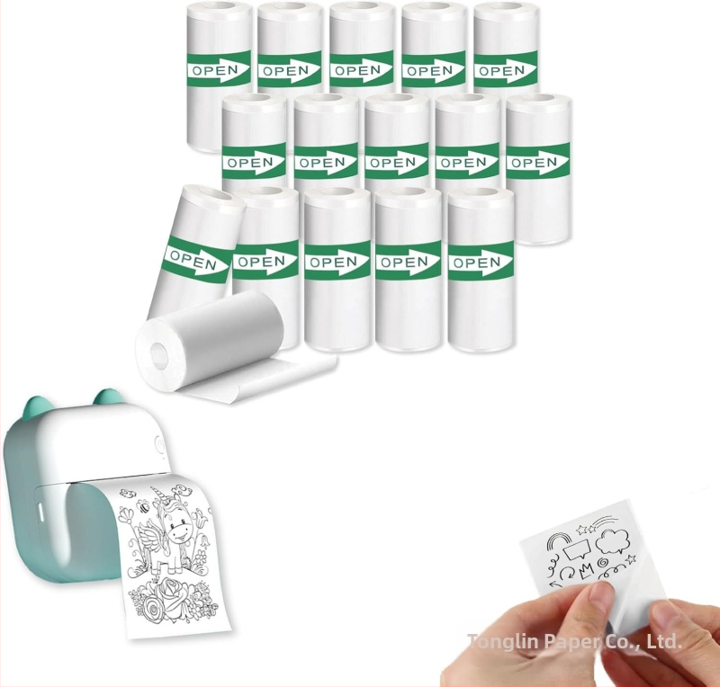 Tonglin Paper 57x25 mm bijeli samoljepljivi kontinuirani termalni papir za etikete, 2 inča, vodootporan, otporan na ulje i kidanje