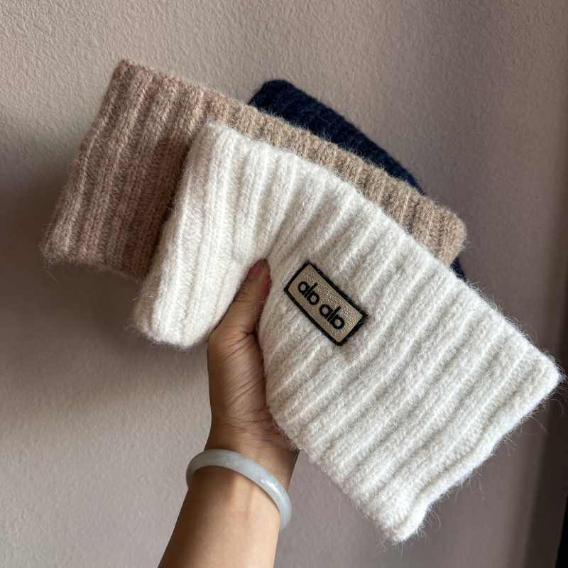 Čelenka za glavu u korejskom stilu, unisex, pletena od vune u smjesi s motívom slova