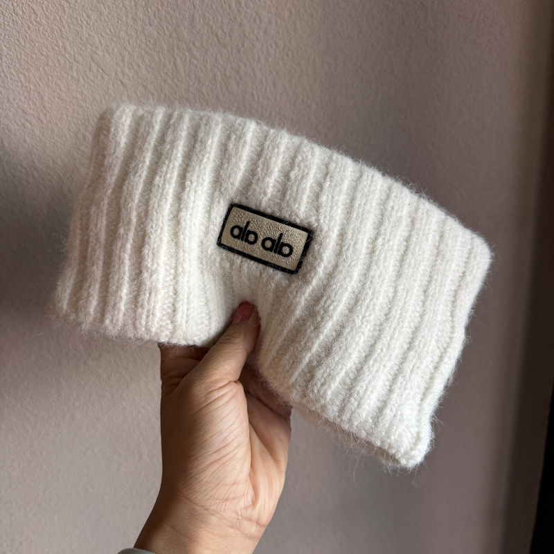 Čelenka za glavu u korejskom stilu, unisex, pletena od vune u smjesi s motívom slova