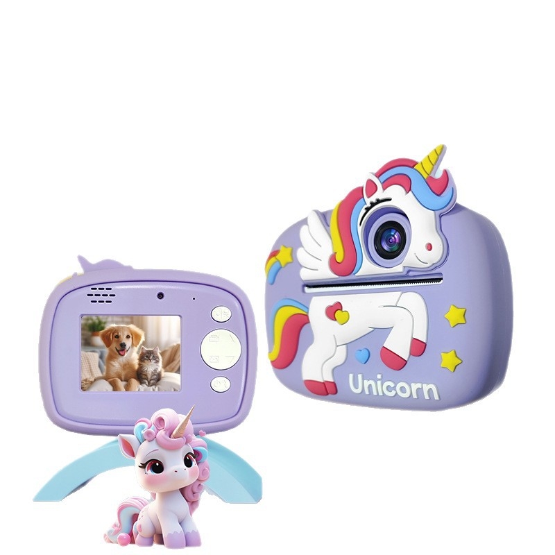 Gyerekeknek szánt azonnali nyomtatós kamera egy érintésre, kártyanyomtatás, 2,4 hüvelykes LCD, TF-kártya tárhely, 24MP