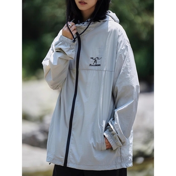 Ελαφρύ μπουφάν ice-silk για εφήβους, αντηλιακή προστασία, διαπνοή, χαλαρή γραμμή με φερμουάρ, μείγμα πολυεστέρα-βαμβακιού, κατάλληλο για άνοιξη-φθινόπωρο