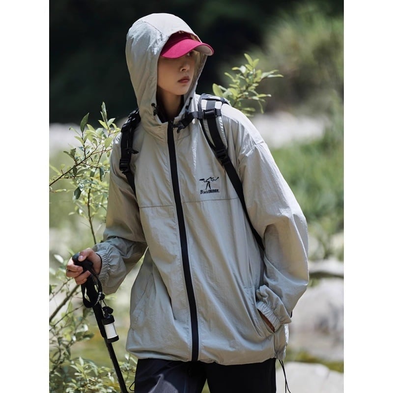 Ελαφρύ μπουφάν ice-silk για εφήβους, αντηλιακή προστασία, διαπνοή, χαλαρή γραμμή με φερμουάρ, μείγμα πολυεστέρα-βαμβακιού, κατάλληλο για άνοιξη-φθινόπωρο