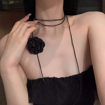 Choker ogrlica s camellijinim cvijetom, platno, ručna izrada, lanac ključne kosti, 20 g, modni dodatak za vrat