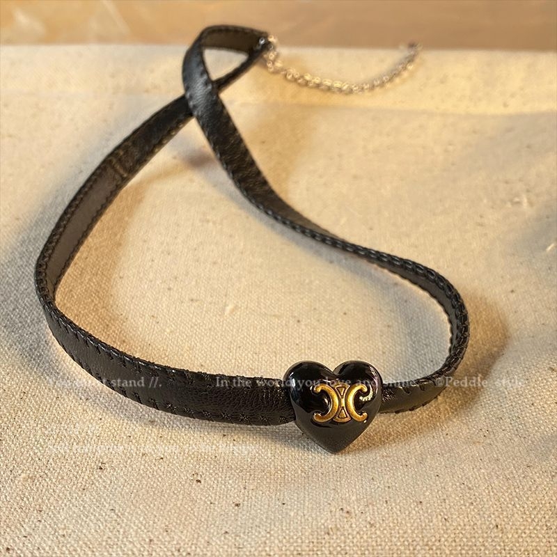 Kožna ogrlica s zakovicama u obliku lubanje, geometrijski dizajn, običan lanac