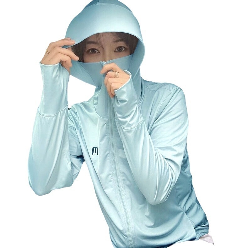 Kerékpáros napvédő kapucnis felső, légáteresztő, gyorsan száradó, szélálló, Ice Silk anyagú poliészter