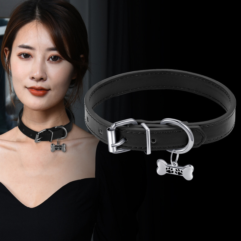 Choker u obliku kosti za parove, palladijev privjesak, mješovit materijal, unisex, težina 16 g