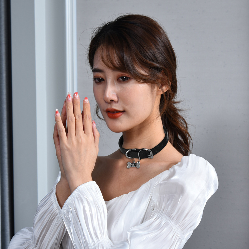 Choker u obliku kosti za parove, palladijev privjesak, mješovit materijal, unisex, težina 16 g