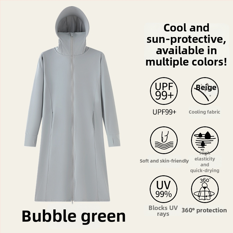 H391 Ženska ljetna duga jakna s UV zaštitom od ice silk, s kapuljačom