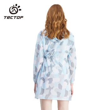 TECTOP Ženska kapuljačasta vanjska jakna za zaštitu od sunca - UPF45, brzo se suši, prozračna, najlon tkanina