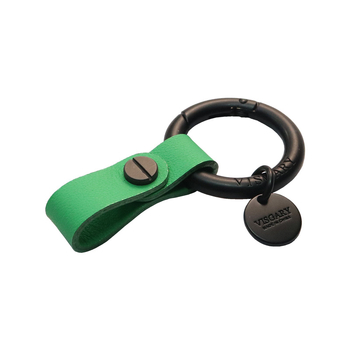 VISGARY Breloc de chei din piele naturală cu cataramă în formă de V, stil luxos