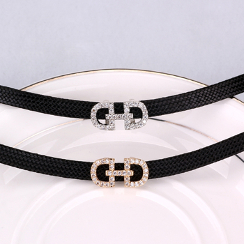 Betűs choker nyaklánc ötvözet lánccal és Polygonatum függővel, Chopin lánccal, hossz 41–50 cm, koreai stílus