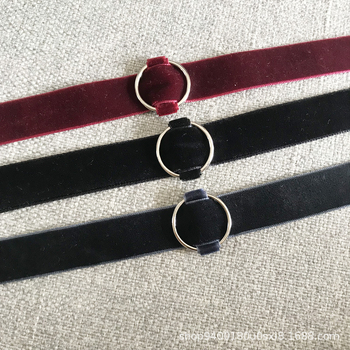 Velúr széles choker, gyűrű formájú, egyszerű női stílusú gallér, Guangdong eredet