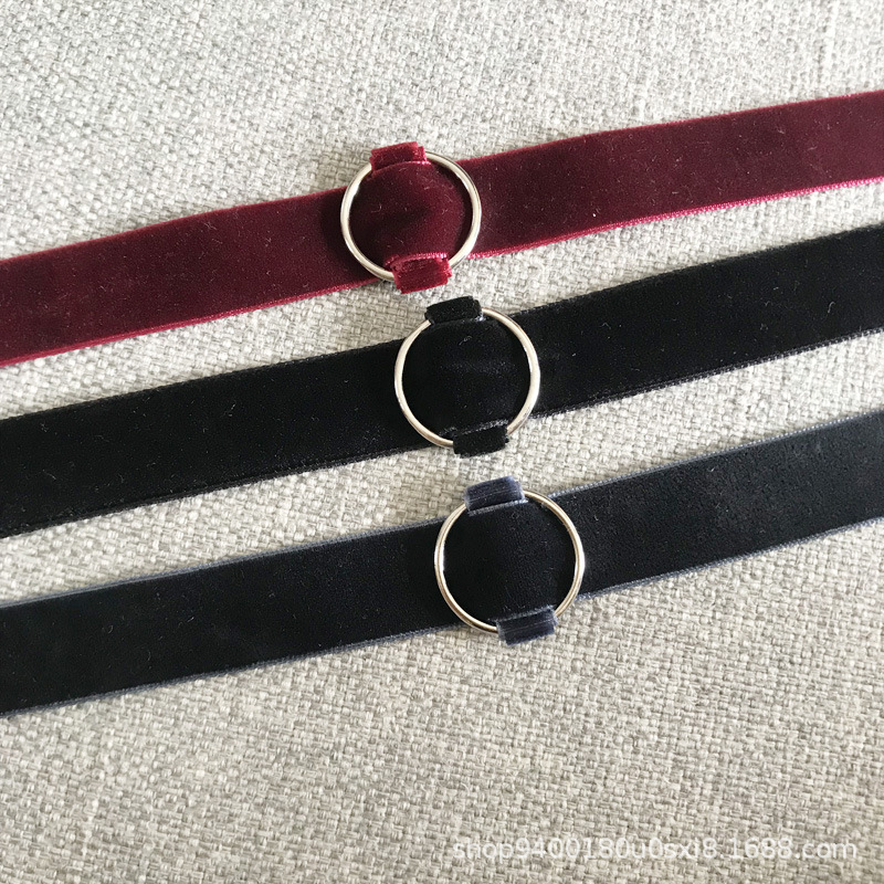 Velúr széles choker, gyűrű formájú, egyszerű női stílusú gallér, Guangdong eredet