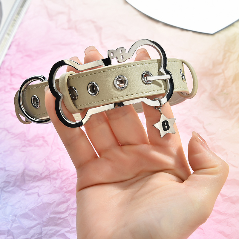 Kožna ogrlica s geometrijskim dizajnom, privjesak od titan čelika, Chopin lanac, Mingba