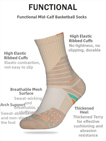 Pánske basketbalové ponožky, strednej dĺžky, hrubé bavlnené, s froté podrážkou, elitné vysoké