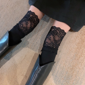 Κάλτσες με δαντελένια άκρη πάνω από το γόνατο για φθινόπωρο-χειμώνα, ελαφριά συμπίεση για λεπτή εμφάνιση, ιαπωνικού στυλ μόδας — Μάρκα: Άλλο; Υλικό: Άλλο