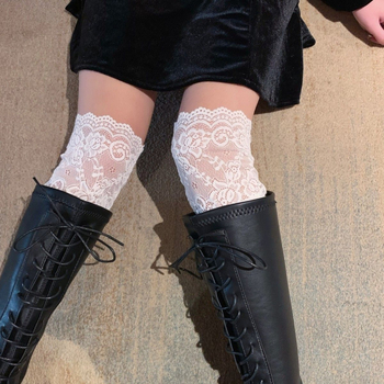 Κάλτσες με δαντελένια άκρη πάνω από το γόνατο για φθινόπωρο-χειμώνα, ελαφριά συμπίεση για λεπτή εμφάνιση, ιαπωνικού στυλ μόδας — Μάρκα: Άλλο; Υλικό: Άλλο