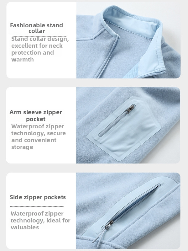 Unisex fleec kardigan jakna za zimu i jesen, jednobojna boja, flis podstava, bez kapulje