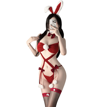 Костюм зайчица-героиня за ролеви игри: гащеризон с три-части стил, чорапи, униформа; Velvet плат, полиестер 90–95%