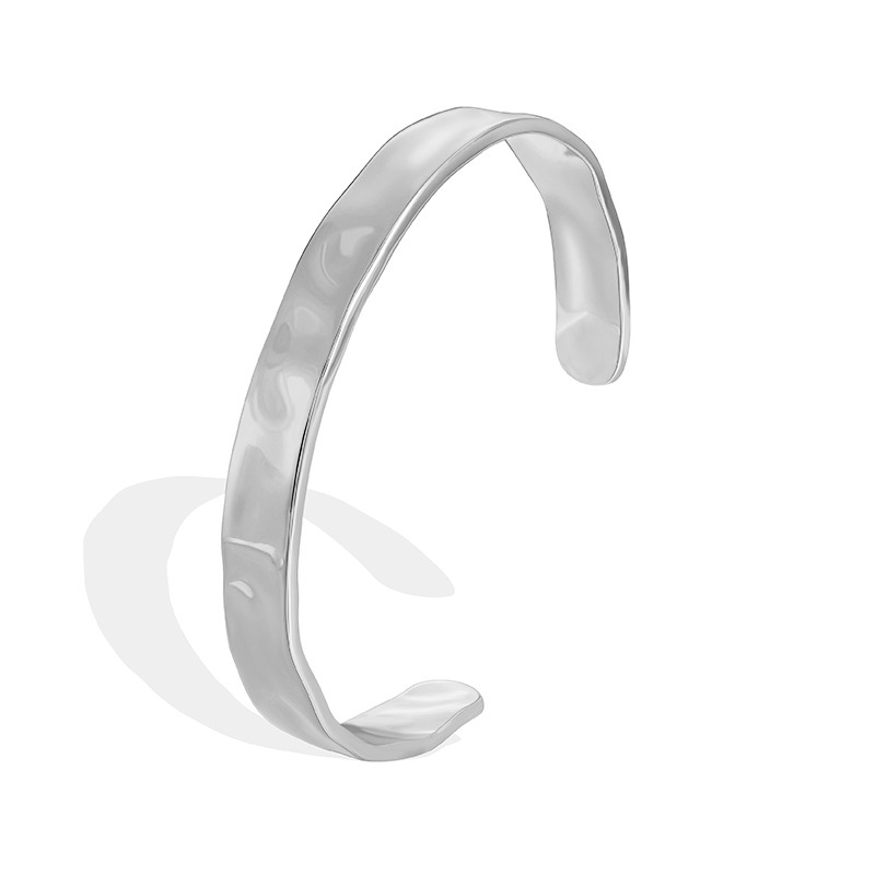 B0156 brățară cu textură ciocănită, stil geometric feminin, din cupru, electroplajare