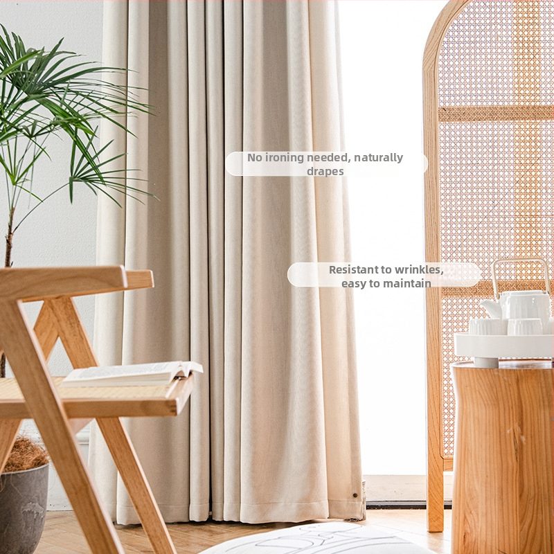 Záves na okno z bavlny a konope, vysoké zatienenie, moderný minimalistický japonský štýl pre obývaciu izbu a spálňu