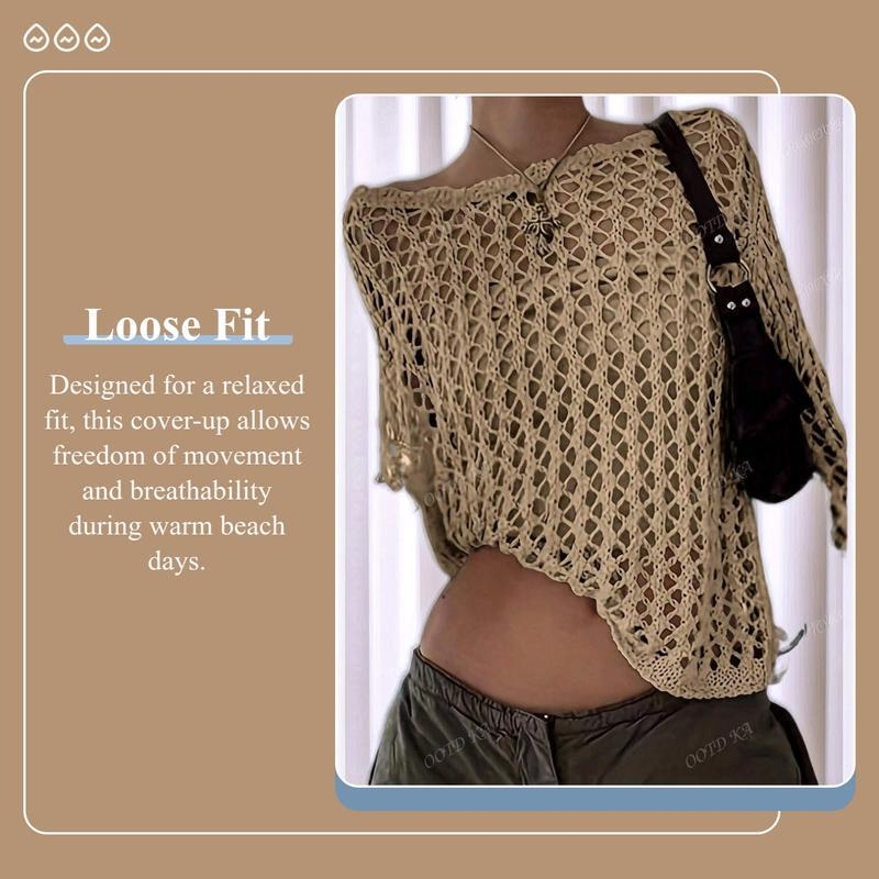 Женско плажно облекло за защита от слънцето, свободен силует, дантелени отвори; плат: полиестер; състав: полипропилен