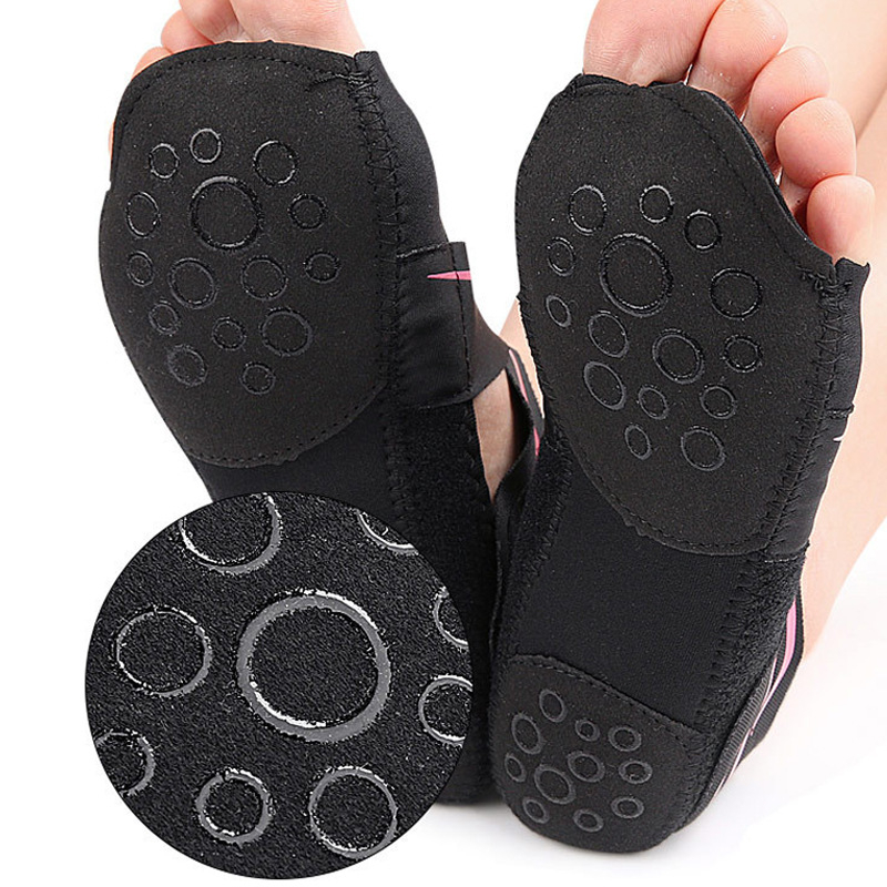 Εσωτερικά παπούτσια γιόγκα με ανοιχτό δάχτυλο και ρυθμιζόμενο λουρί, αναπνεύσιμα, ελαφριά, αντιολισθητική σόλα για μοντέρνο χορό