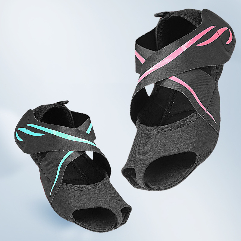 Εσωτερικά παπούτσια γιόγκα με ανοιχτό δάχτυλο και ρυθμιζόμενο λουρί, αναπνεύσιμα, ελαφριά, αντιολισθητική σόλα για μοντέρνο χορό