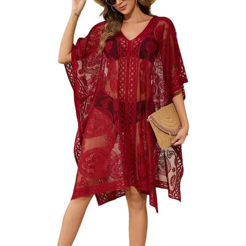 Дантелено плажно покривало със слънцезащита за двойки | Полиестер; Полипропилен