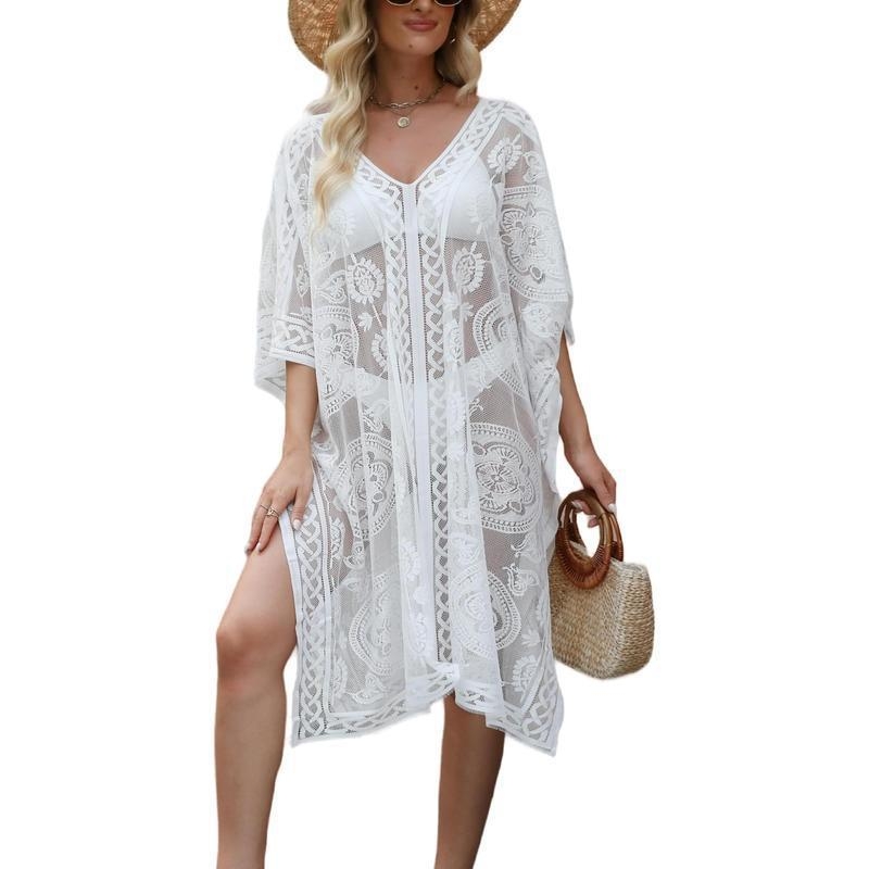 Дантелено плажно покривало със слънцезащита за двойки | Полиестер; Полипропилен