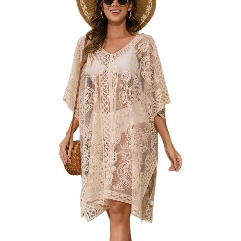 Дантелено плажно покривало със слънцезащита за двойки | Полиестер; Полипропилен