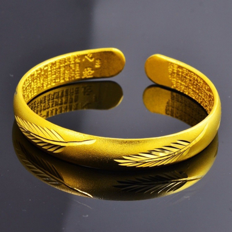 Narukvica s otvorenim C oblikom, motiv pero, inspirirano Heart Sutra (bakar; vintage etnički kineski stil; elektroplatiranje; ženski geometrijski oblik; 35 g)