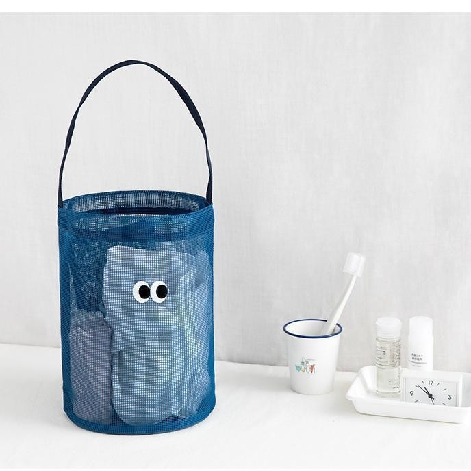 Geantă cilindrică din nylon cu plasă pentru călătorii – impermeabilă, stil Ins, organizator multifuncțional pentru makeup și articole de igienă