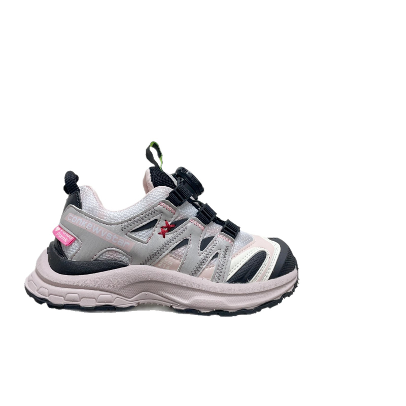 Gyerekeknek szóló fűzős sportcipő blokk mintával, ultrafiber felsőrész, gumírozott talp, forgó fűzőkkel, uniszex, 4–16 évesek, tavasz