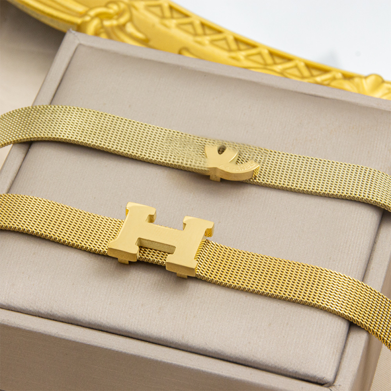 Brățară din oțel de titan - Unisex, geometrică, împletită, curea plasă, placare electroplată, bijuterie decorativă