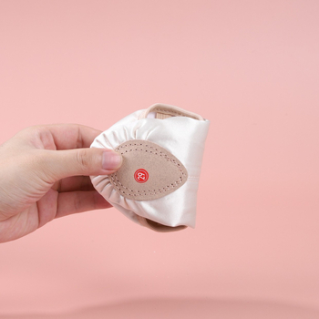 Παπούτσια εσωτερικού γυμναστικής για μπαλέτο με σατέν κέντημα, μαλακή σόλα, αντιολισθητικό, μοτίβο λουλουδιών